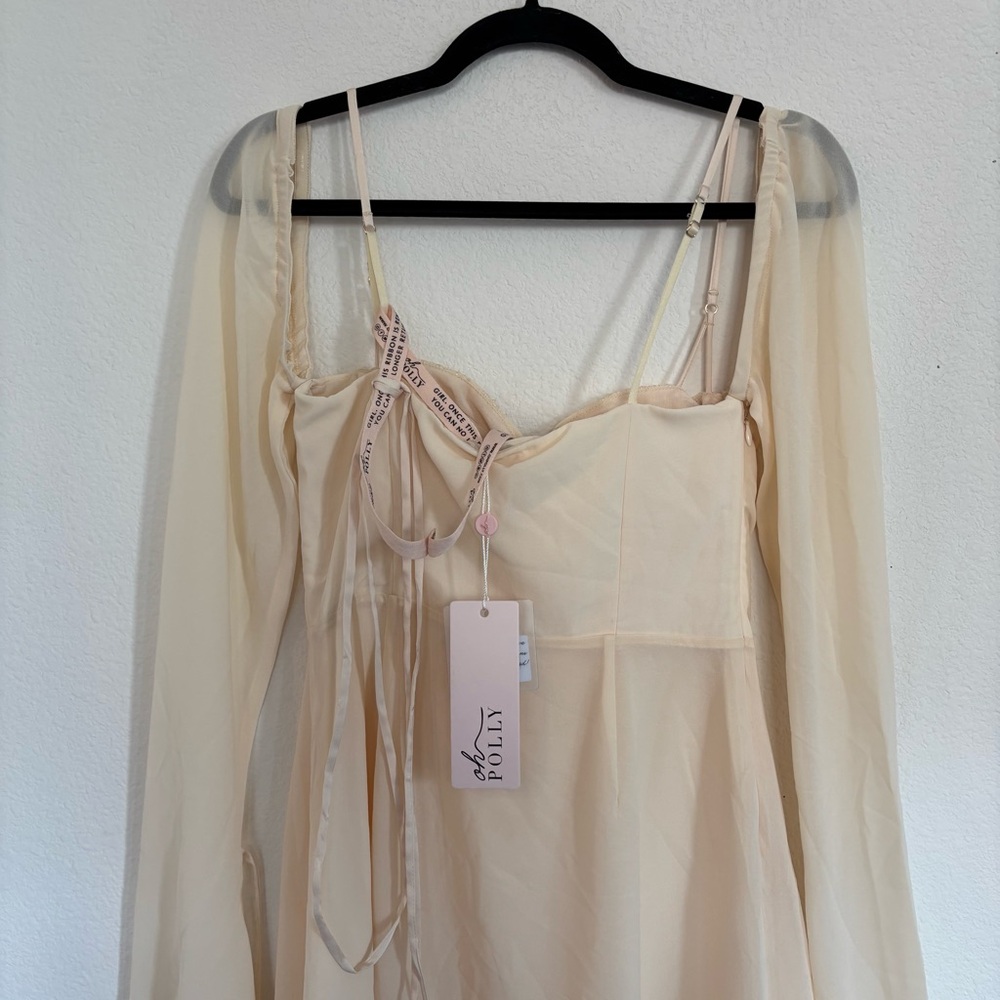 Oh Polly Veronique Long Sleeve Lace Cup Mini Dress Ivory NWT - Picture 7 of 8
